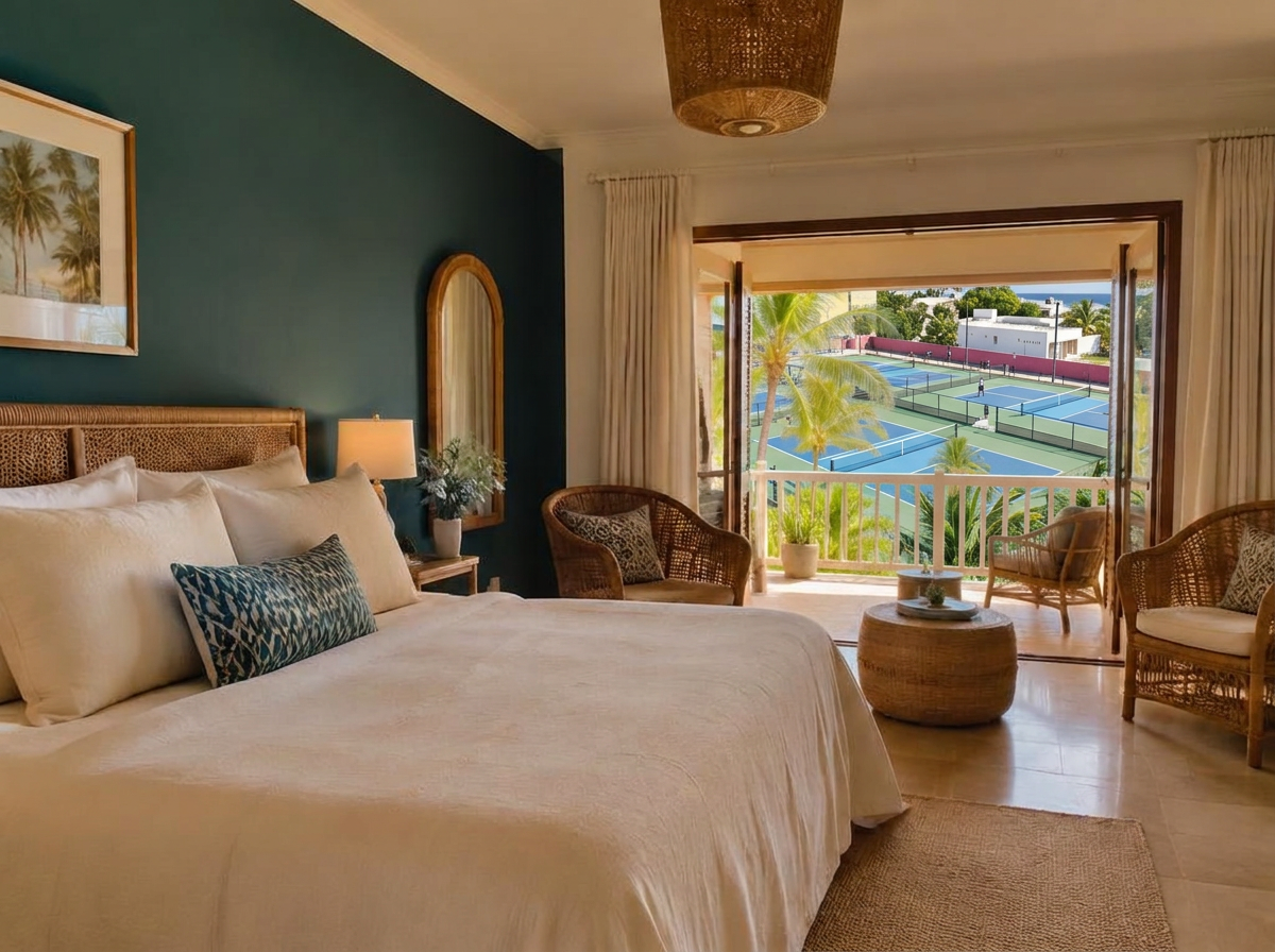 Boutique suite overlooking the Pickle Island pickleball courts